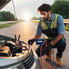 Emergency Jumpstart Service for Car Battery by Roadside Assistance Professional | AI Art Generator | Easy-Peasy.AI